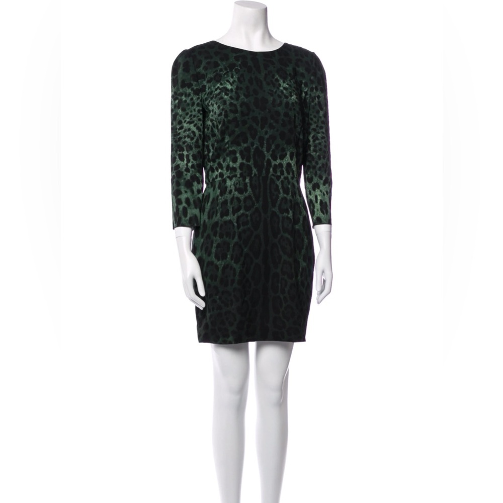 Dolce & Gabbana Mint condition! SILK Green Leopard Print Dress with back zipper. - Picture 9 of 16